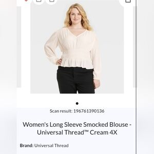 Universal Thread Cream Smocked Peplum Blouse